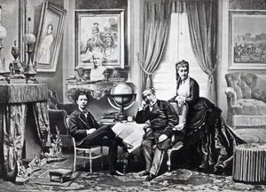 Keizer Napoleon III met keizerin Eugenie en de prins Imperial in Camden Place, Chislehurst in 1872
